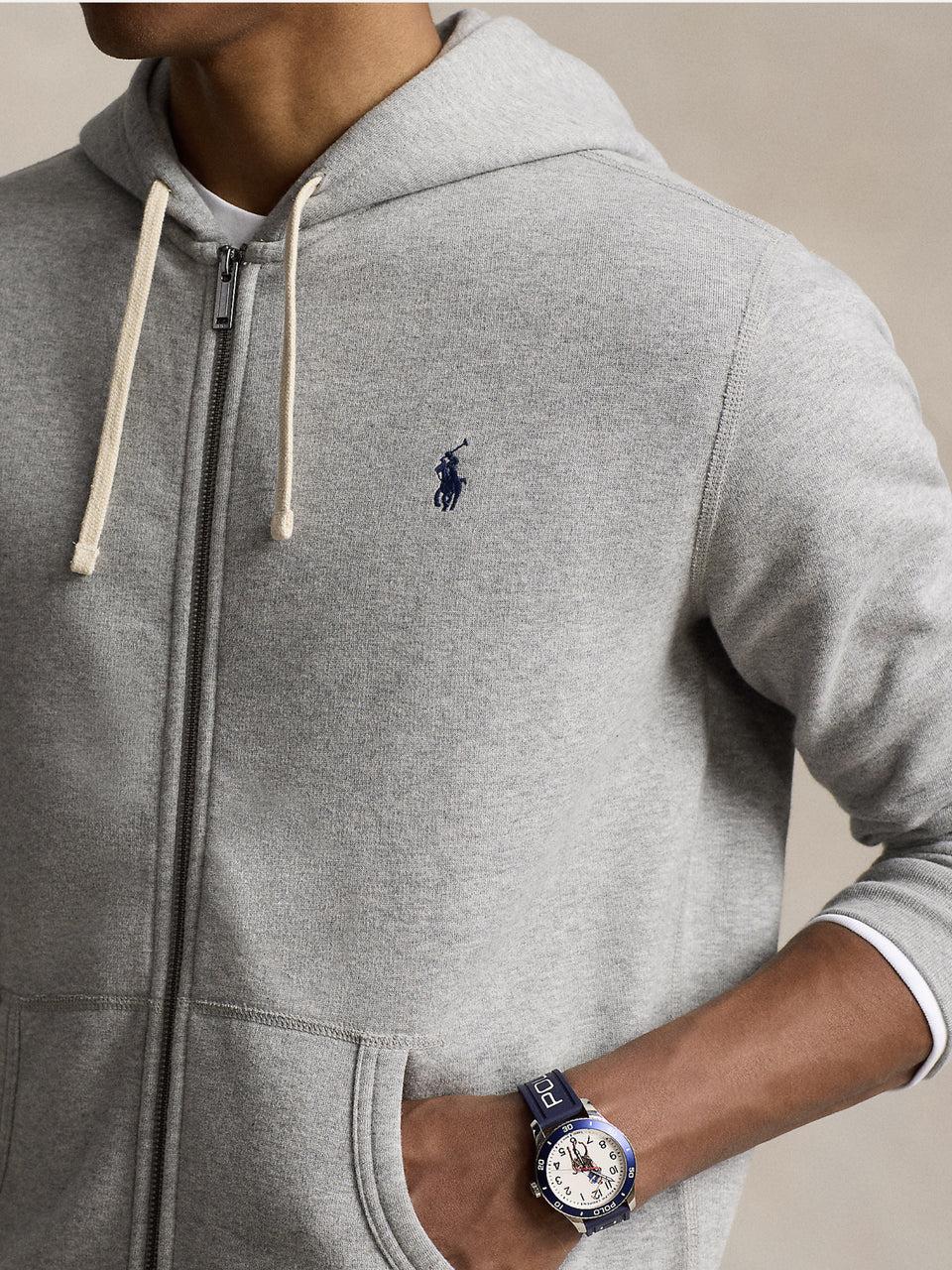RALPH LAUREN Felpa Full Zip Con Cappuccio Grigio