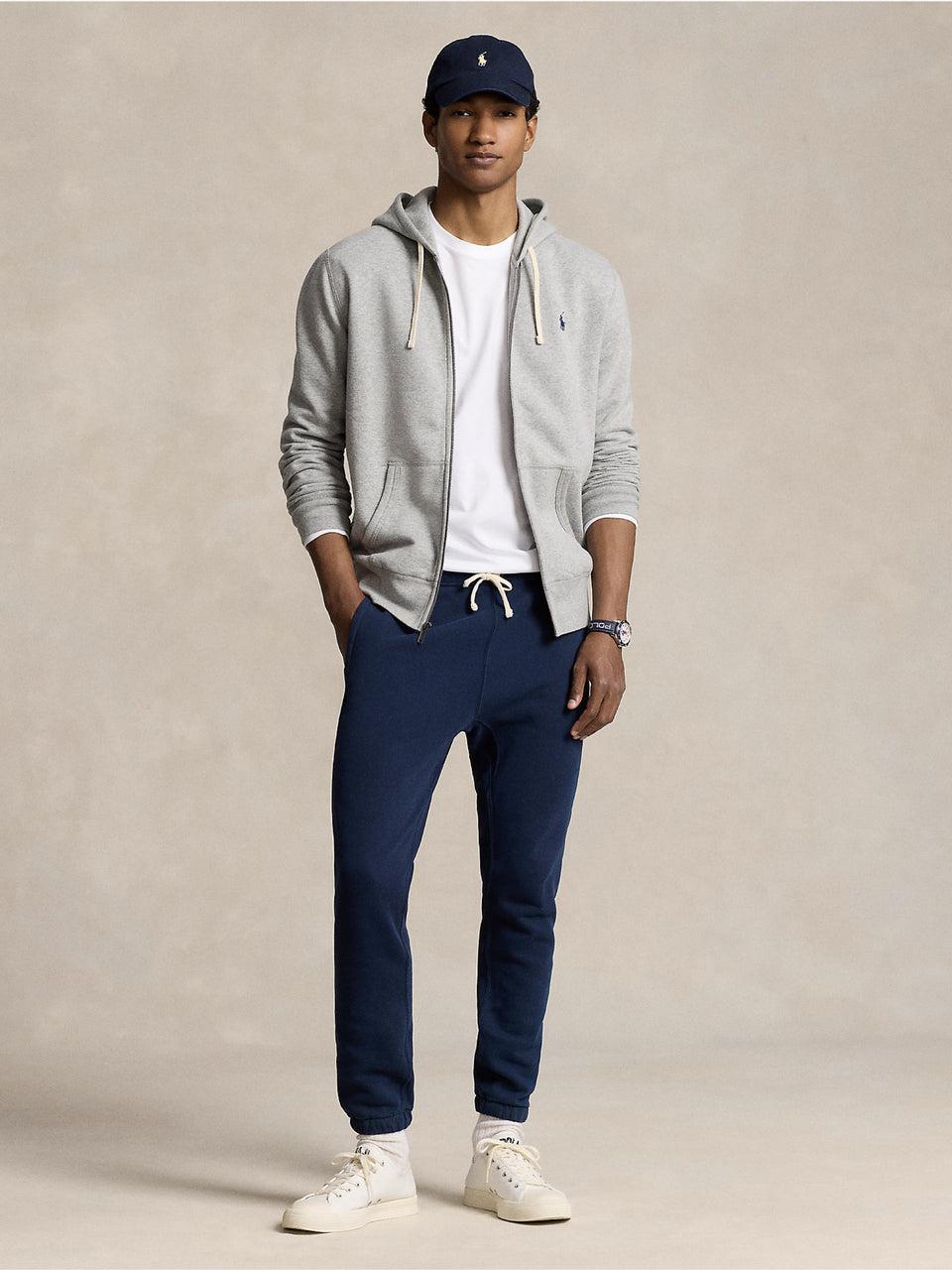 RALPH LAUREN Felpa Full Zip Con Cappuccio Grigio