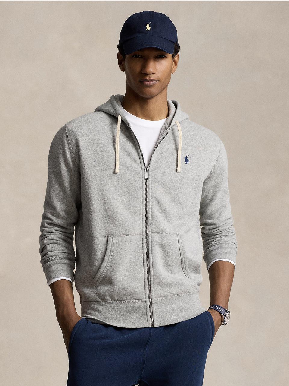 RALPH LAUREN Felpa Full zip con Cappuccio Grigio