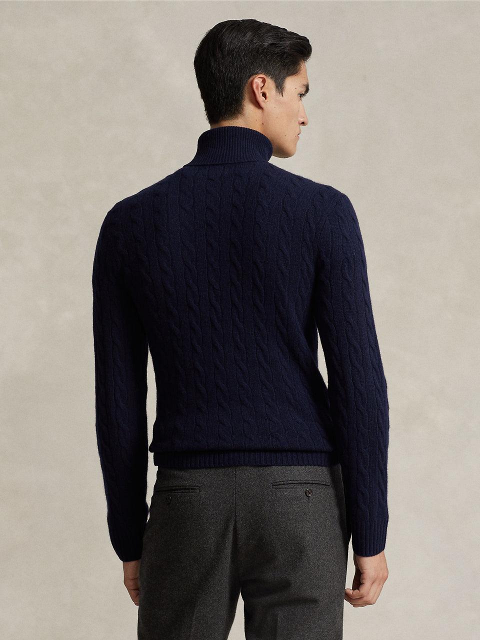 RALPH LAUREN Maglia Collo Alto A Trecce Blu