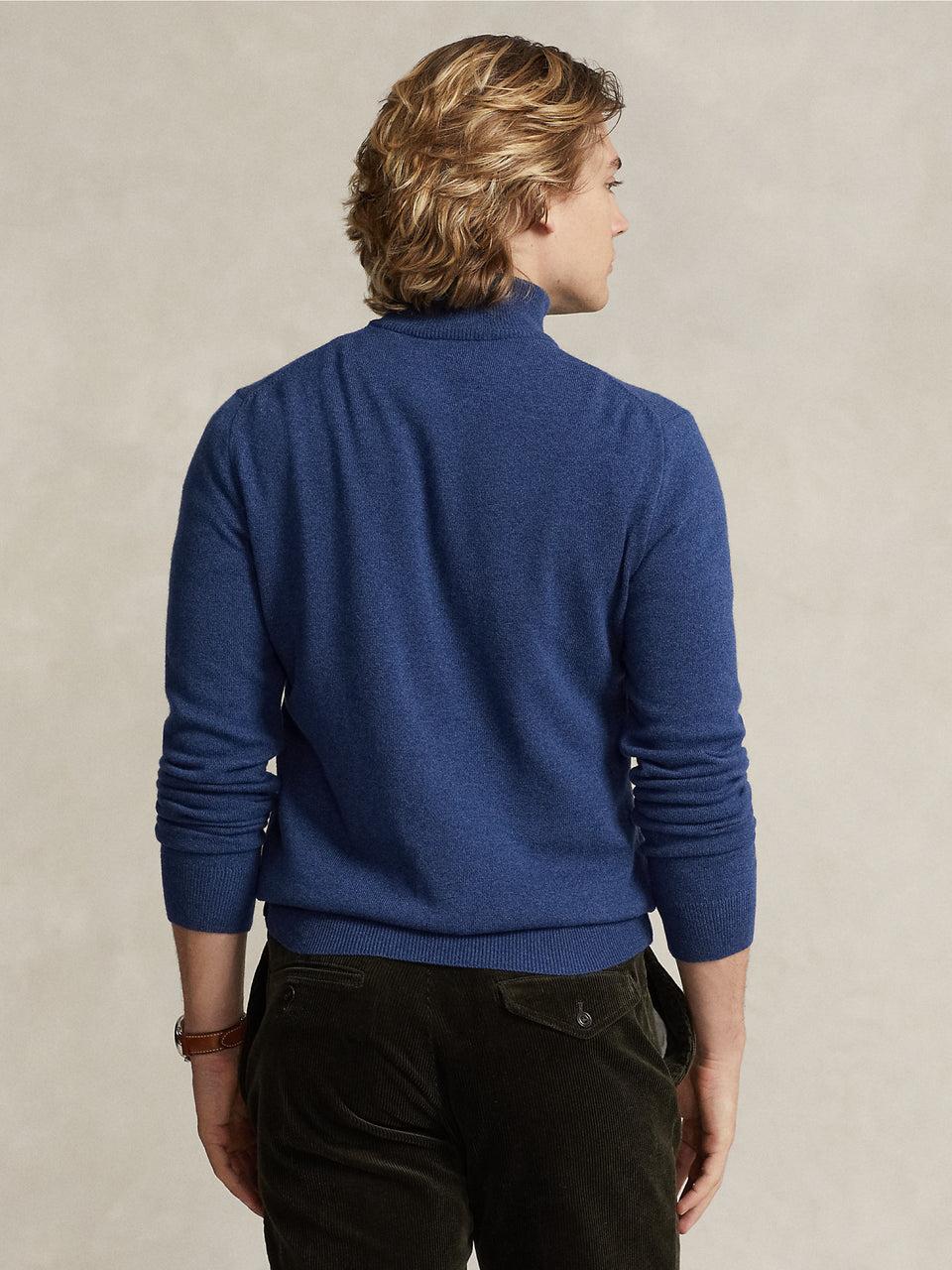 RALPH LAUREN Maglia Con Mezza Zip In Lana Blu