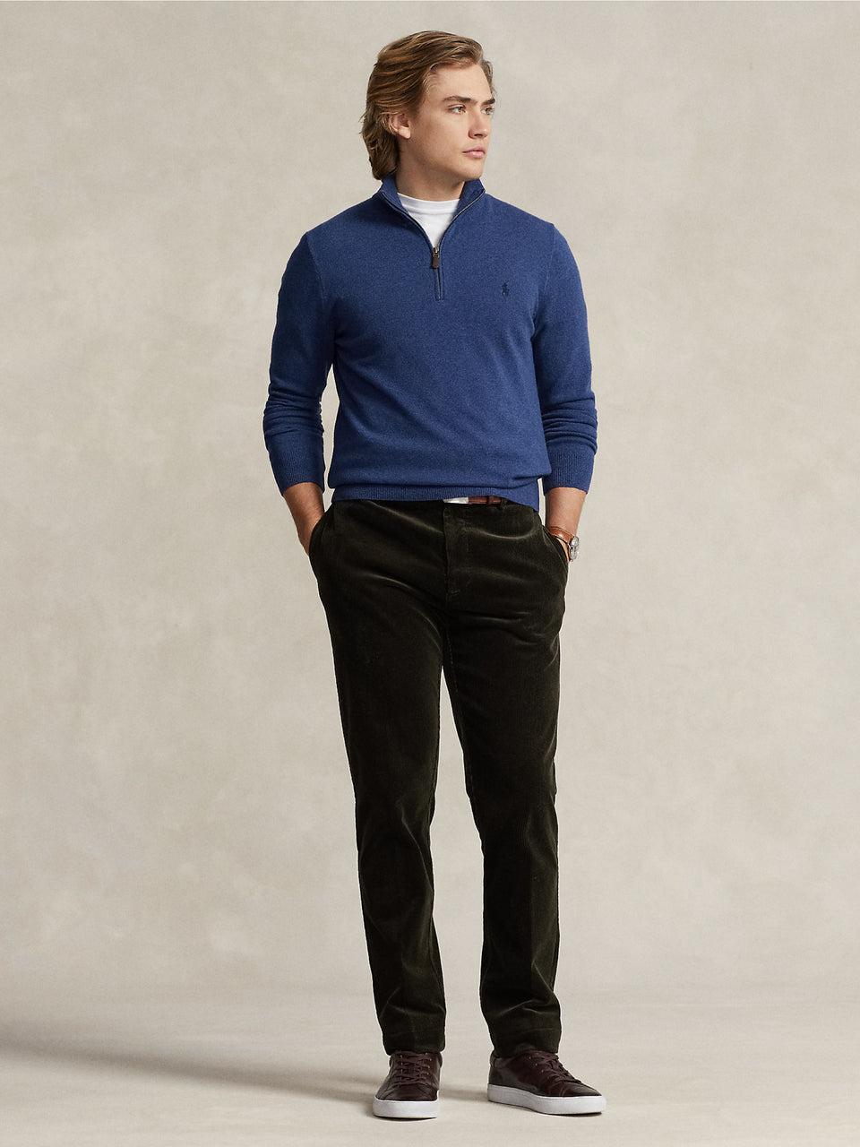 RALPH LAUREN Maglia Con Mezza Zip In Lana Blu