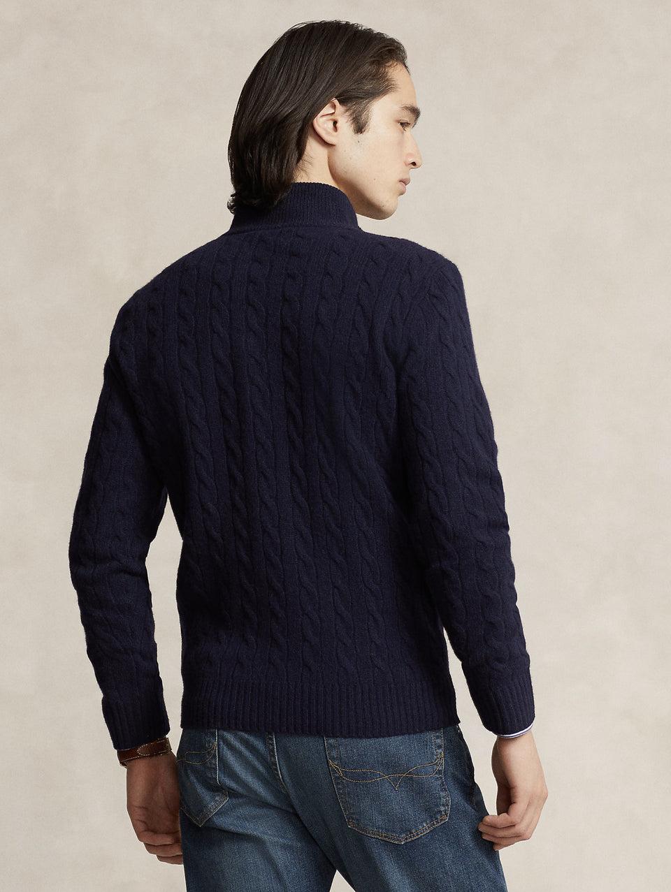 RALPH LAUREN Maglia Mezza Zip A Trecce Blu