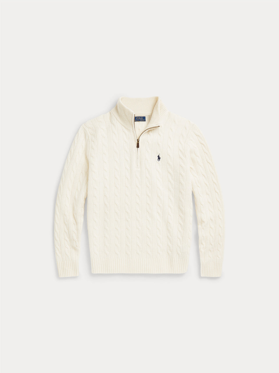 RALPH LAUREN Maglia Mezza Zip A Trecce Crema
