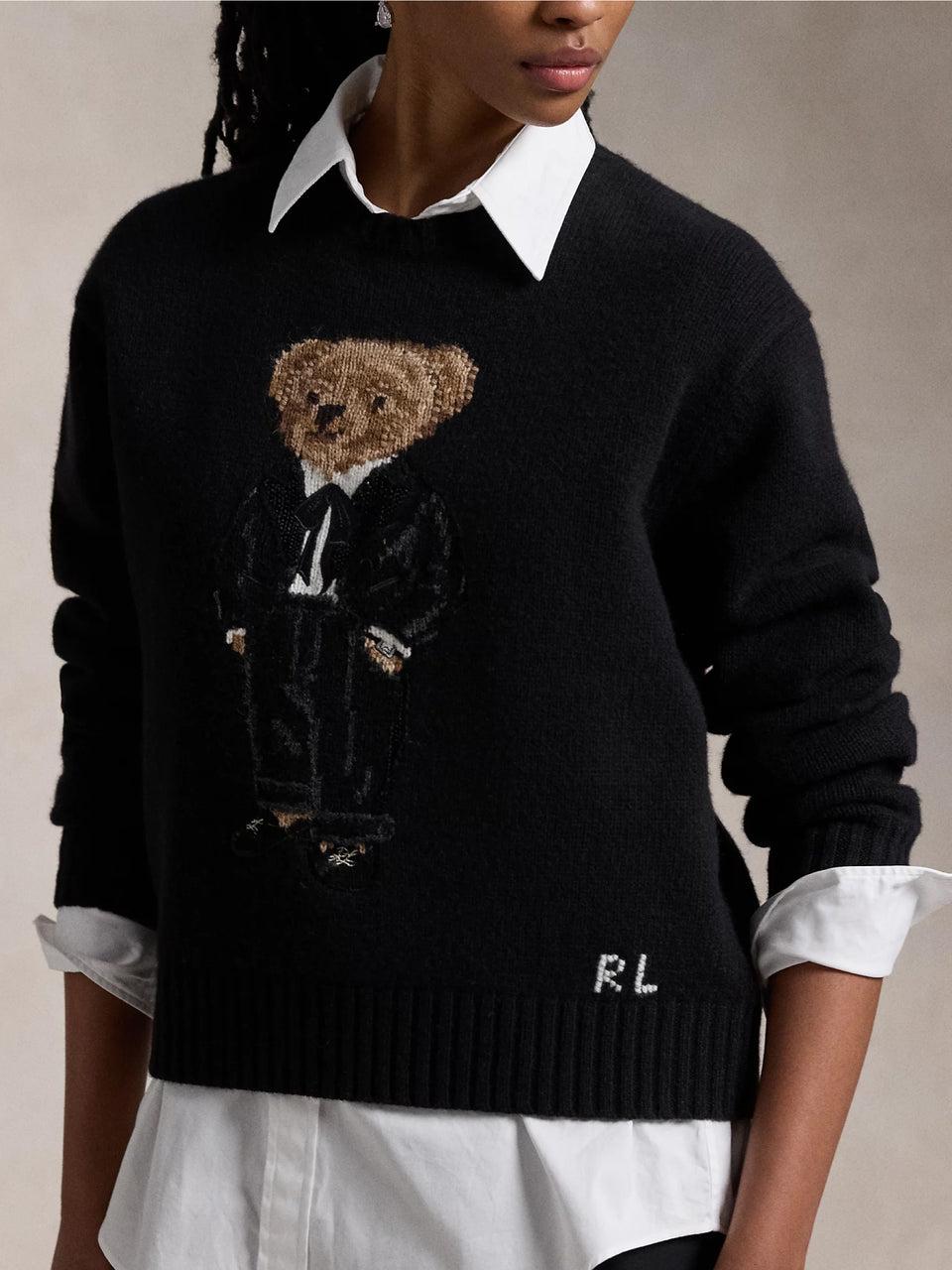 RALPH LAUREN Maglione Polo Bear Con Smoking Nero