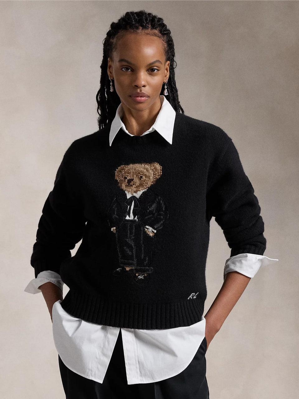 RALPH LAUREN Maglione Polo Bear con Smoking Nero