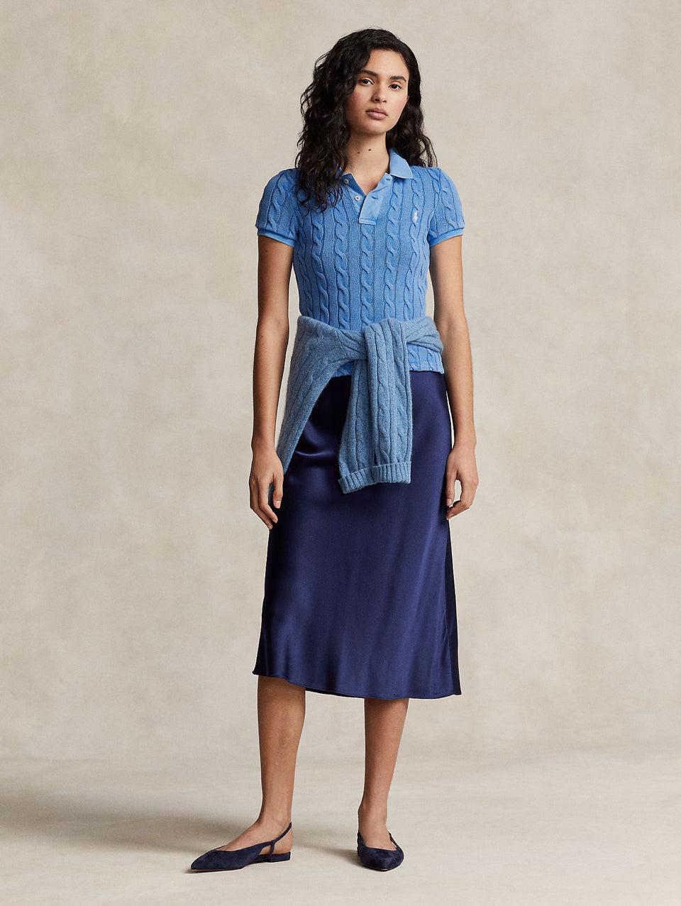 RALPH LAUREN Polo In Maglia A Trecce Slim Fit Blu