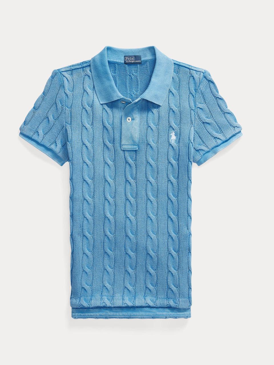 RALPH LAUREN Polo In Maglia A Trecce Slim Fit Blu