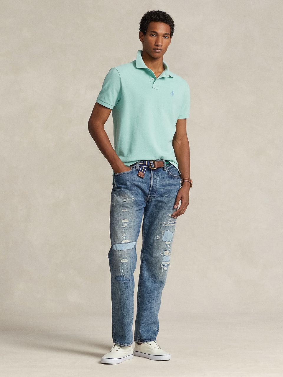 RALPH LAUREN Polo In Mesh Slim Fit Acqua