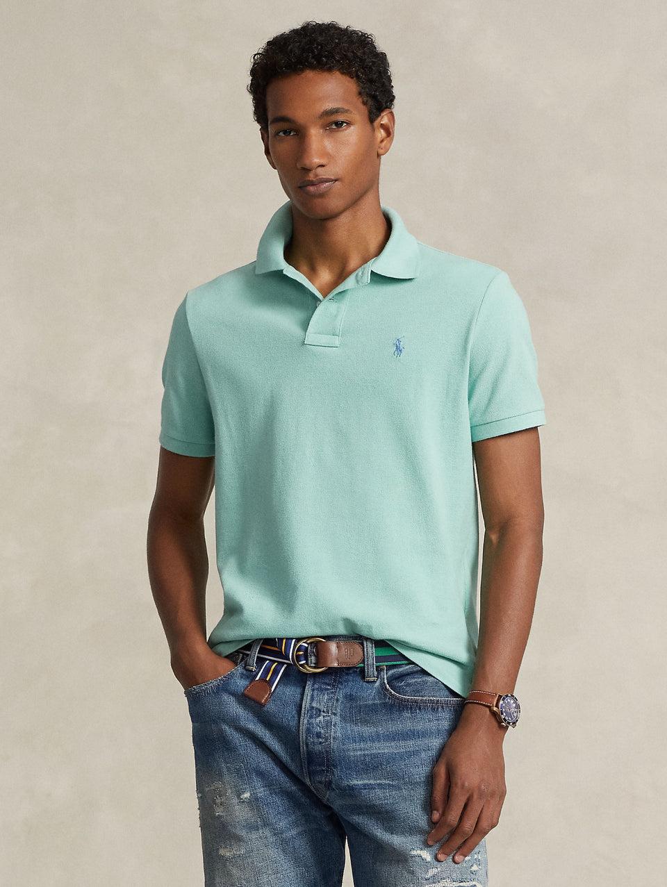 RALPH LAUREN Polo in Mesh Slim Fit Acqua