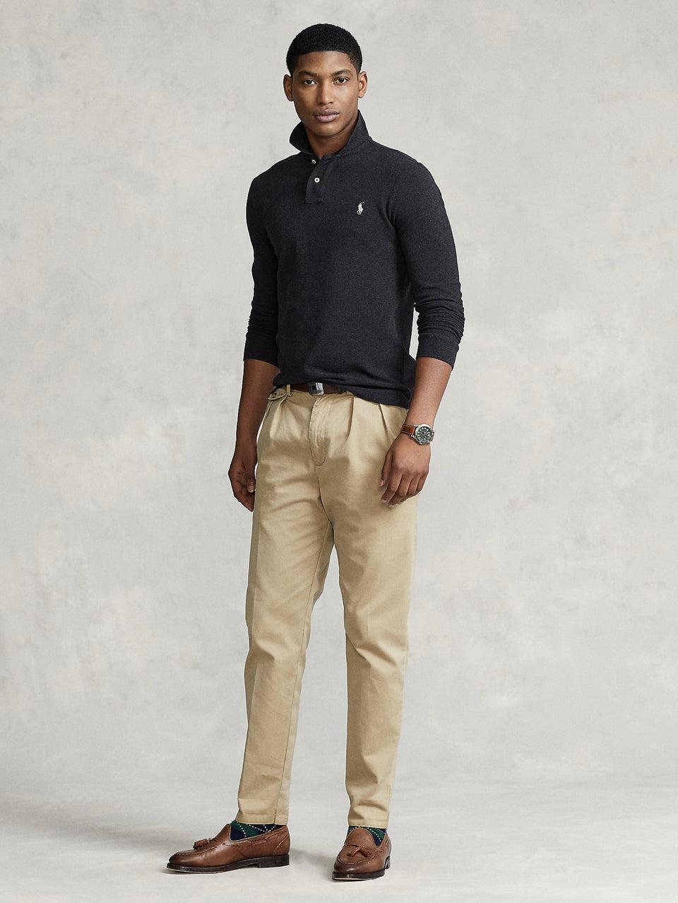 RALPH LAUREN Polo Slim Fit Manica Lunga Antracite