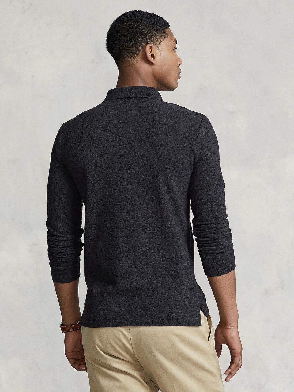 RALPH LAUREN Polo Slim Fit Manica Lunga Antracite