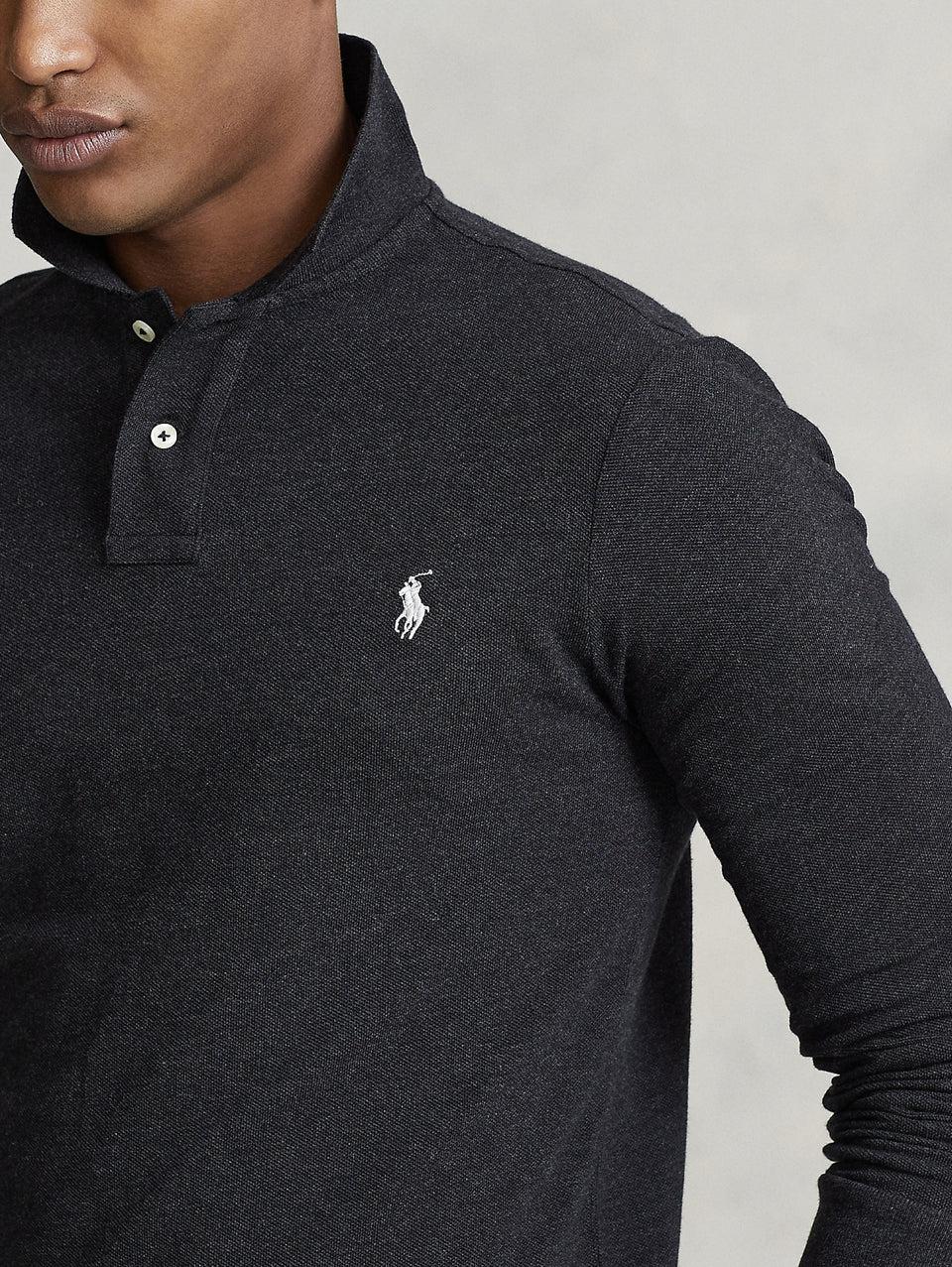 RALPH LAUREN Polo Slim Fit Manica Lunga Antracite