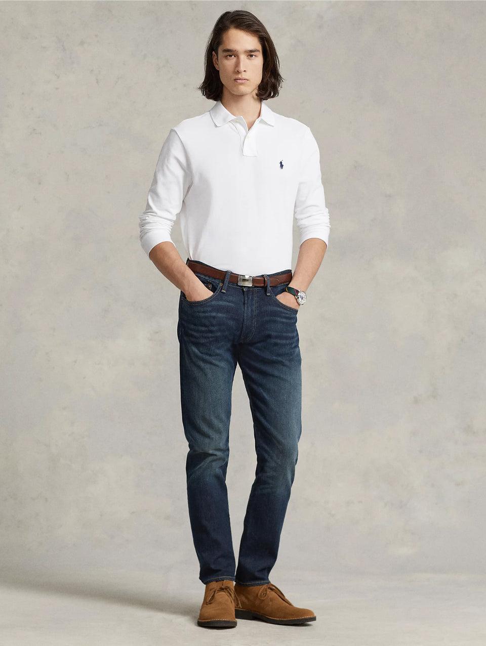 RALPH LAUREN Polo Slim Fit Manica Lunga Bianco
