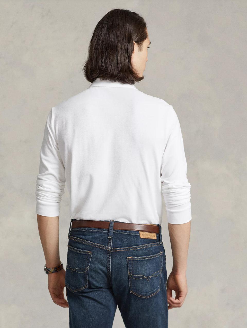 RALPH LAUREN Polo Slim Fit Manica Lunga Bianco