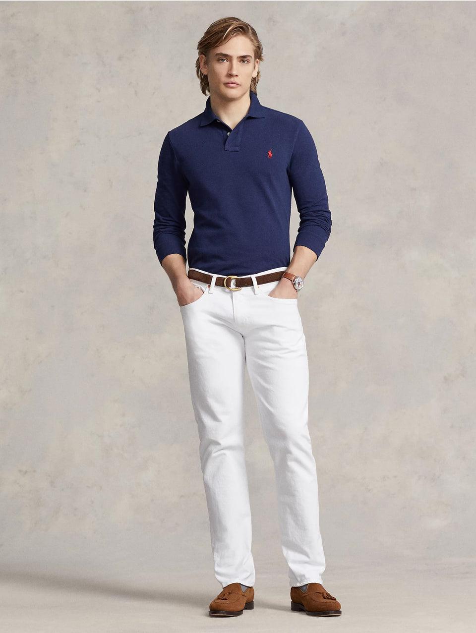 RALPH LAUREN Polo Slim Fit Manica Lunga Blu