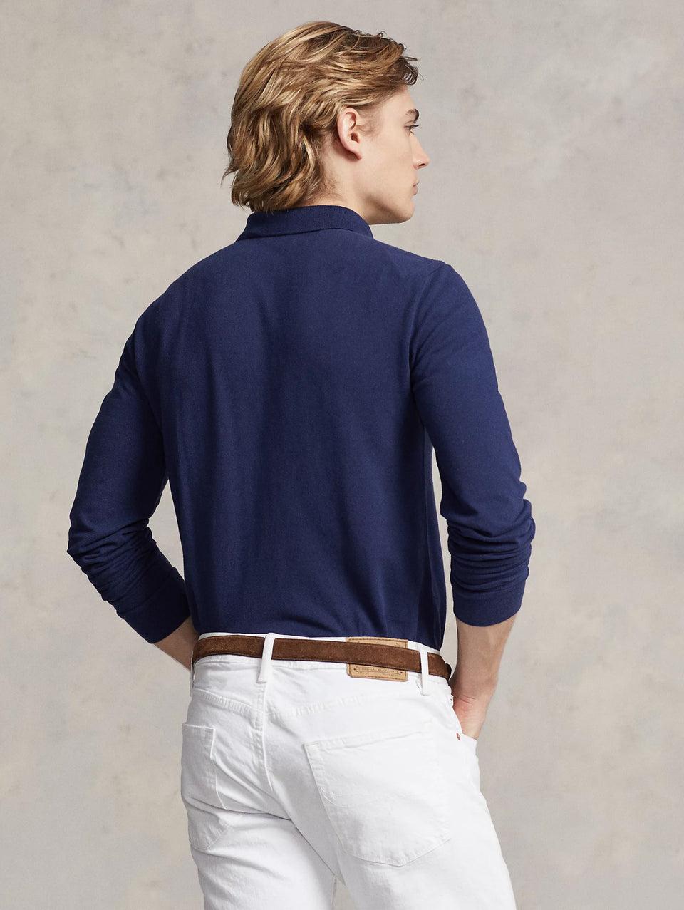 RALPH LAUREN Polo Slim Fit Manica Lunga Blu