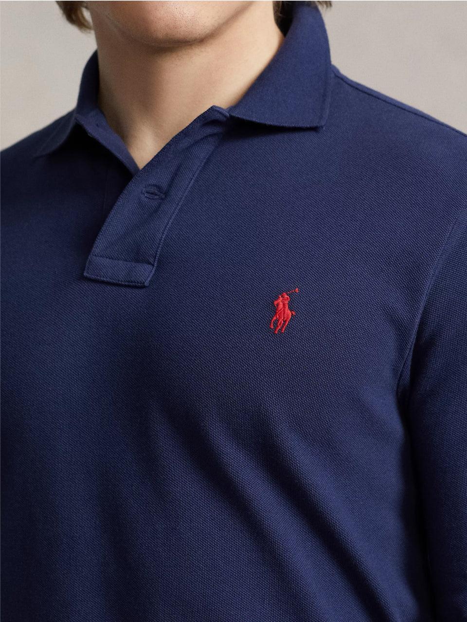 RALPH LAUREN Polo Slim Fit Manica Lunga Blu