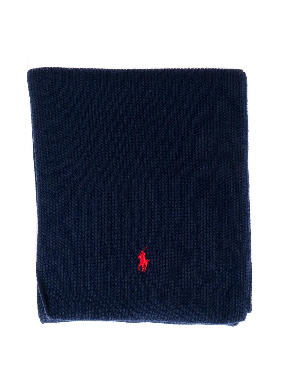 RALPH LAUREN Sciarpa con Lavorazione a Coste Blu