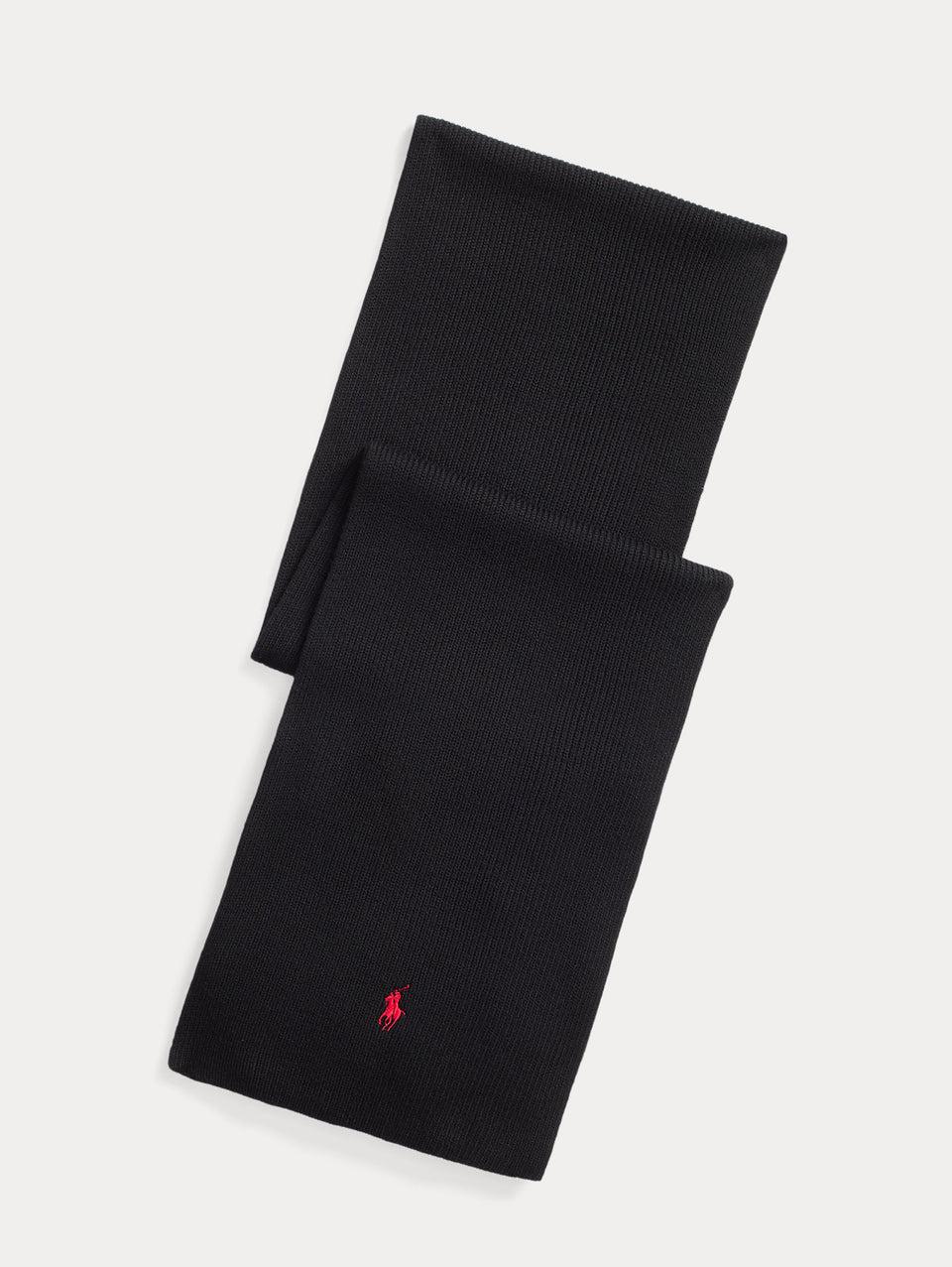 RALPH LAUREN Sciarpa con Lavorazione a Coste Nero