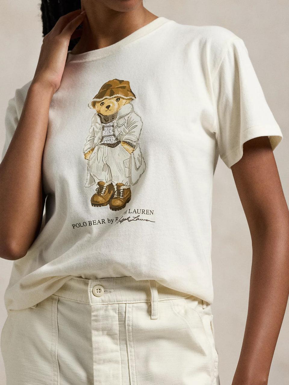 RALPH LAUREN T-shirt Con Stampa Polo Bear Crema