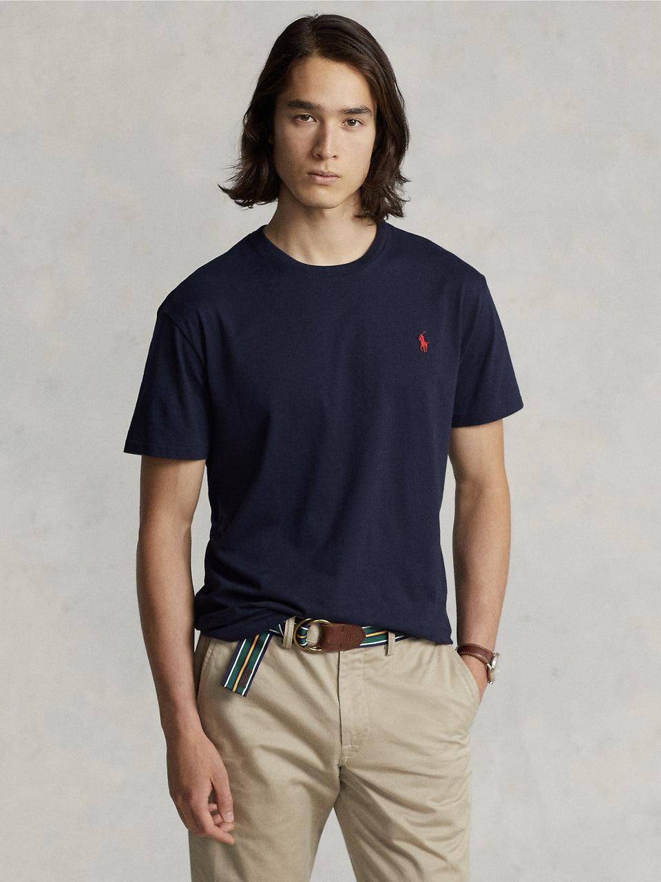 RALPH LAUREN T-shirt in Cotone Basica Inchiostro