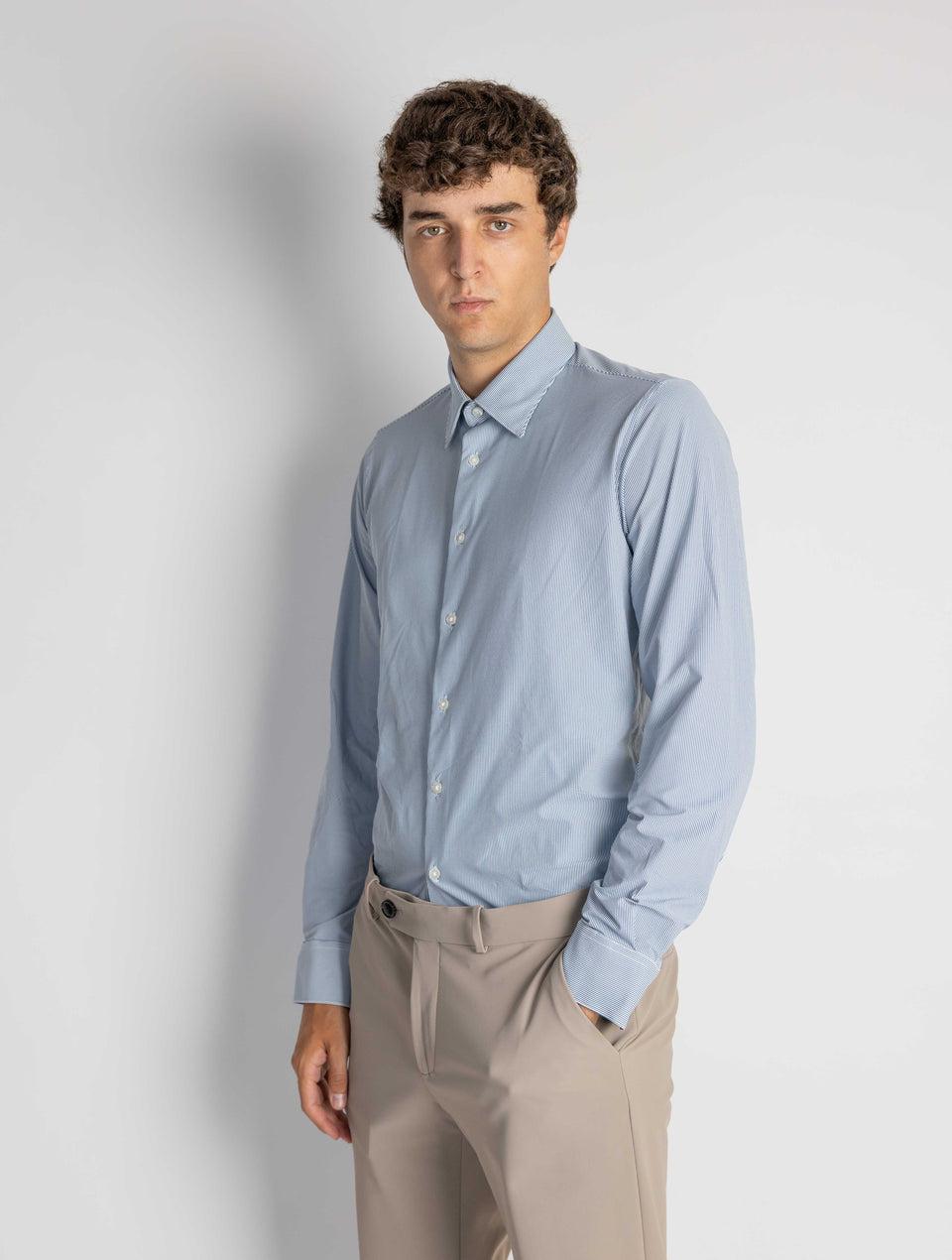 RRD Camicia A Righe Slim Fit Blu/Bianco