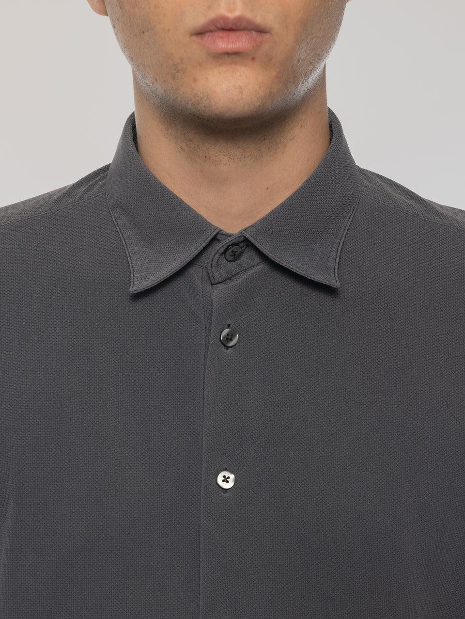 RRD Camicia In Piquet Con Effetto Delavé Nero