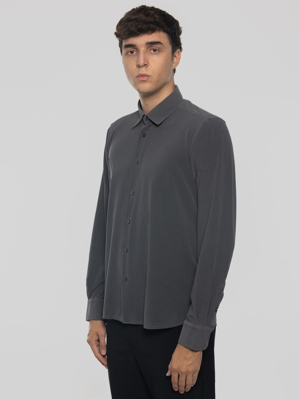 RRD Camicia In Piquet Con Effetto Delavé Nero