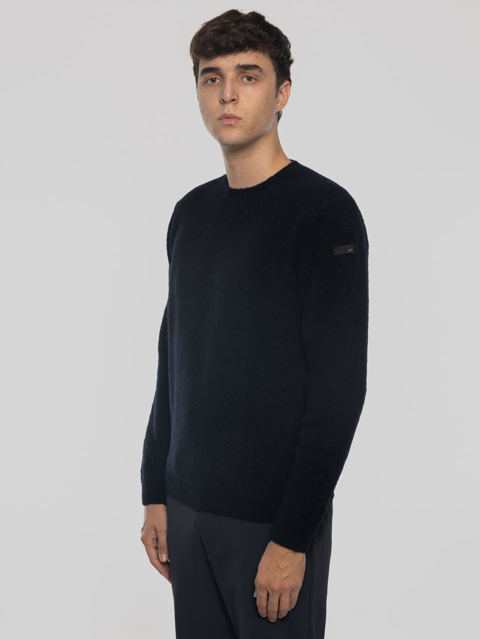 RRD Maglia Girocollo In Lana Bouclé Blu Scuro