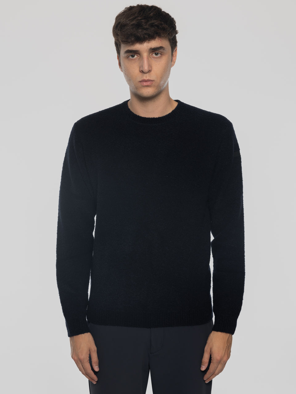 RRD Maglia Girocollo in Lana Bouclé Blu Scuro