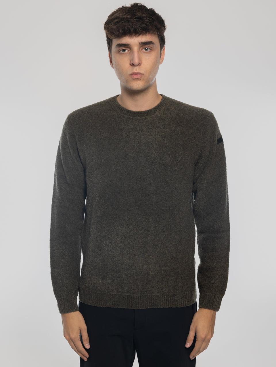 RRD Maglia Girocollo in Lana Bouclé Militare