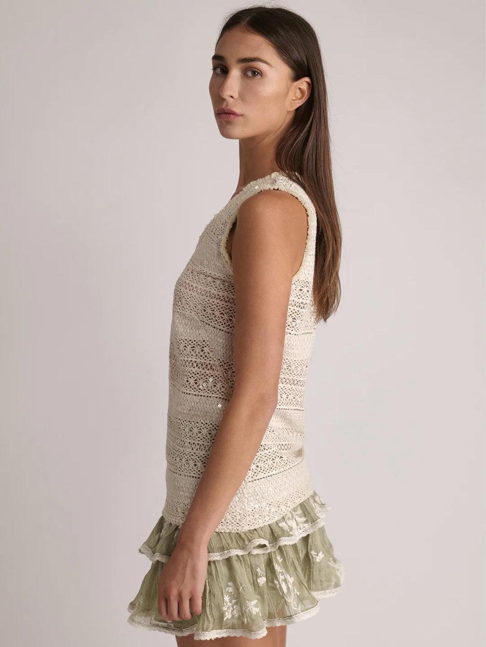 SABINA MUSÁYEV Top In Pizzo E Paillettes Avena