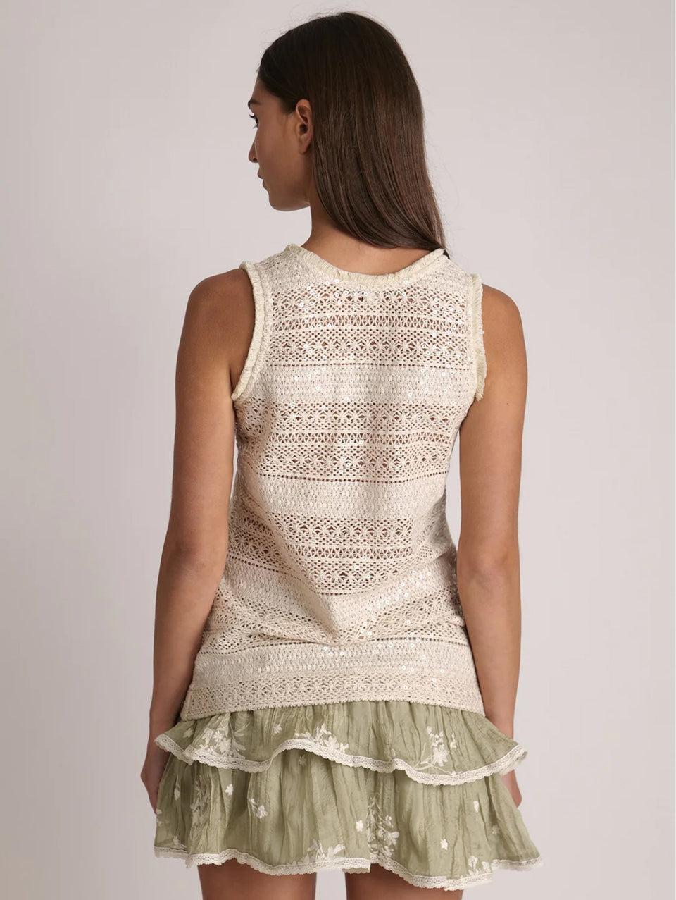 SABINA MUSÁYEV Top In Pizzo E Paillettes Avena