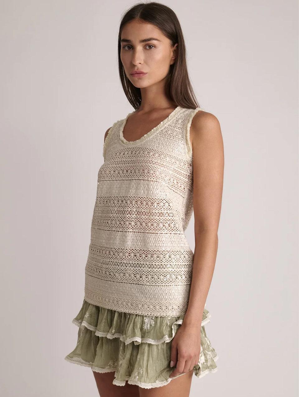 SABINA MUSÁYEV Top in Pizzo e Paillettes Avena