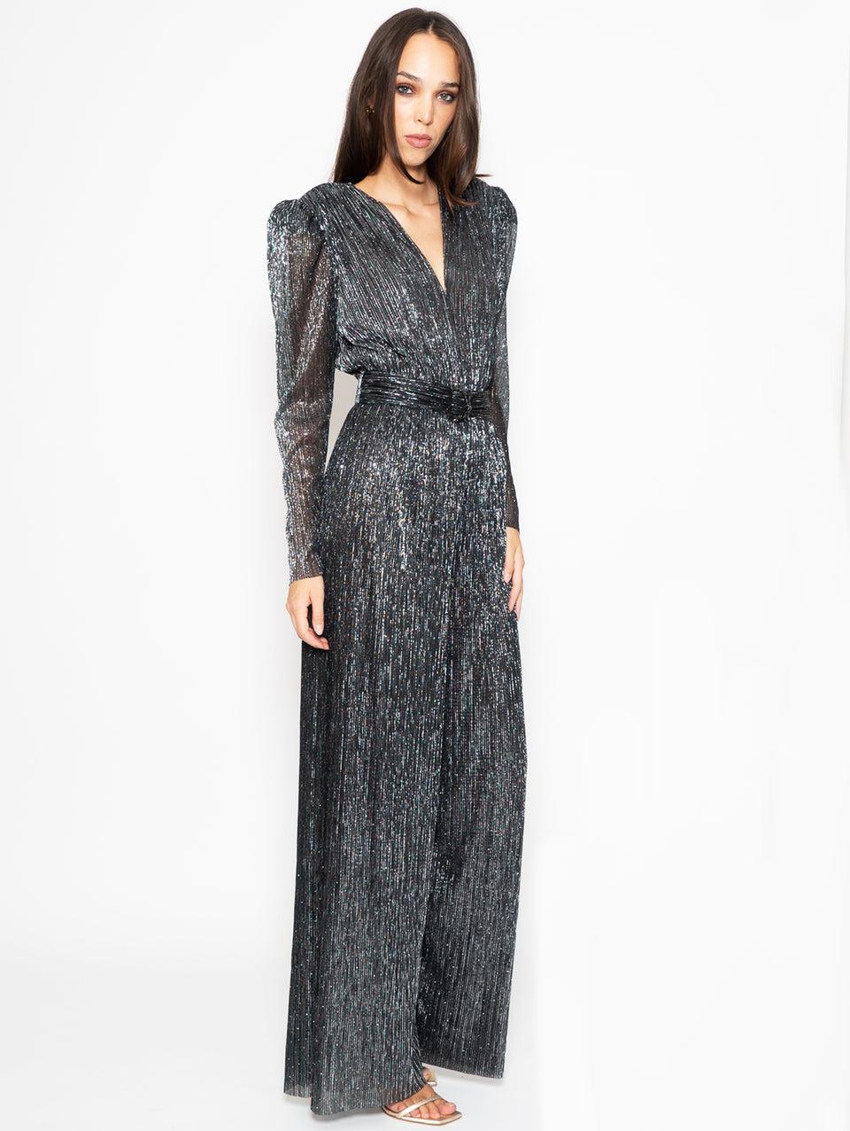 SABINA MUSÁYEV Tuta In Lurex Plissé Nero