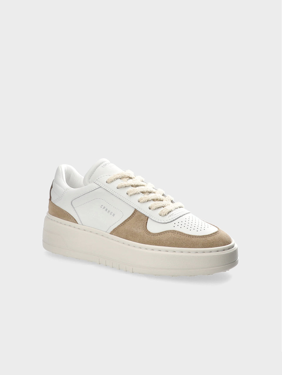 COPENHAGEN Sneakers Platform In Suede E Pelle Bianco/Beige