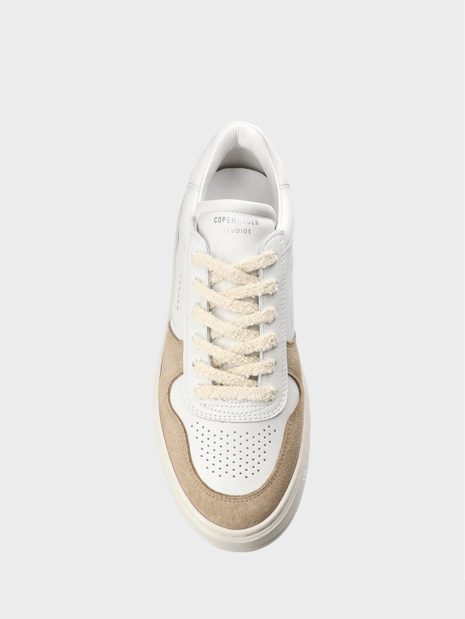 COPENHAGEN Sneakers Platform In Suede E Pelle Bianco/Beige