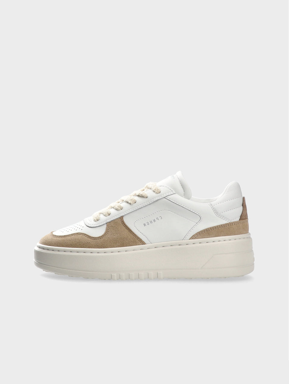 COPENHAGEN Sneakers Platform in Suede e Pelle Bianco/Beige