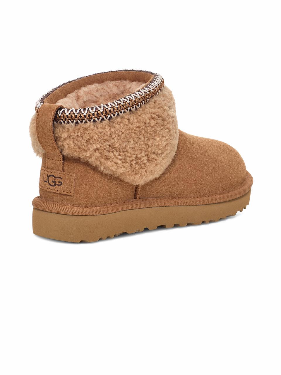 UGG Stivaletti In Montone Classic Ultra Mini Maxi Curly Da Donna Castagna
