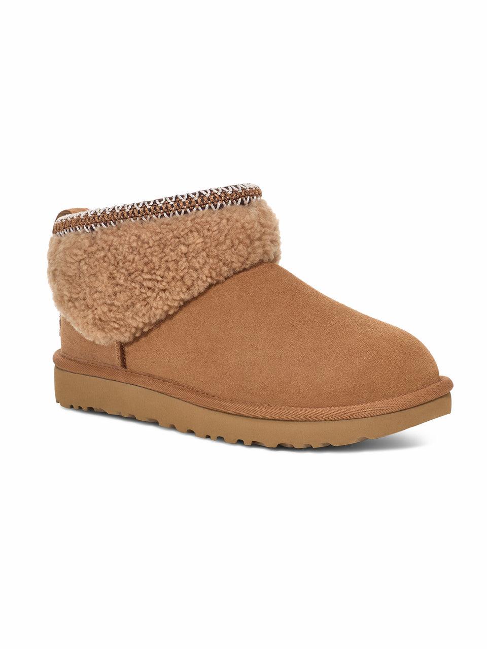 UGG Stivaletti In Montone Classic Ultra Mini Maxi Curly Da Donna Castagna
