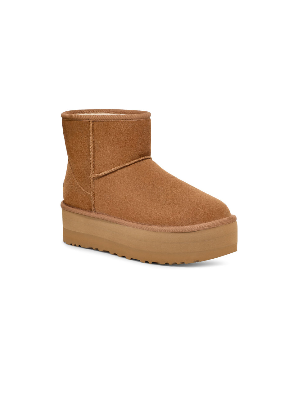 UGG Stivaletti In Montone Con Plateau Mini Classic Castagna