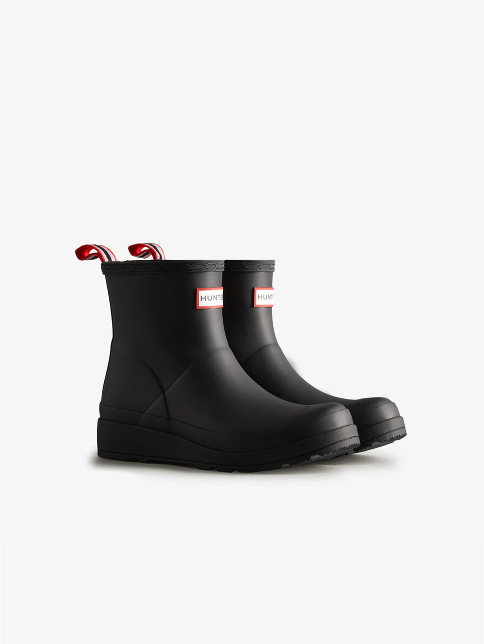 HUNTER Stivaletti Play Short Wellington Con Plateau Nero