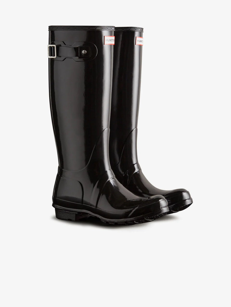 HUNTER Stivaletti Wellington Original In Gomma Lucida Neri