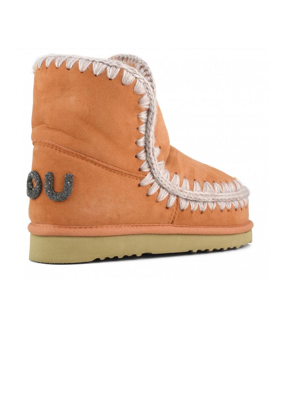 MOU Stivaletto In Montone Eskimo 18 Con Logo Glitter Arancione
