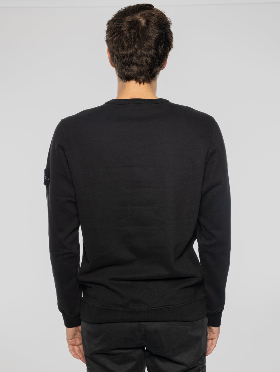 STONE ISLAND Felpa Girocollo In Cotone Nero