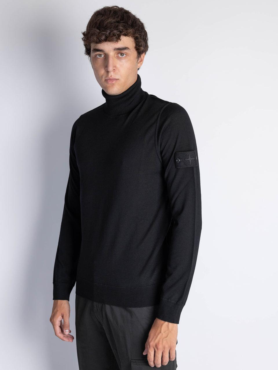 STONE ISLAND Maglia Collo Alto Ghost In Lana Nero