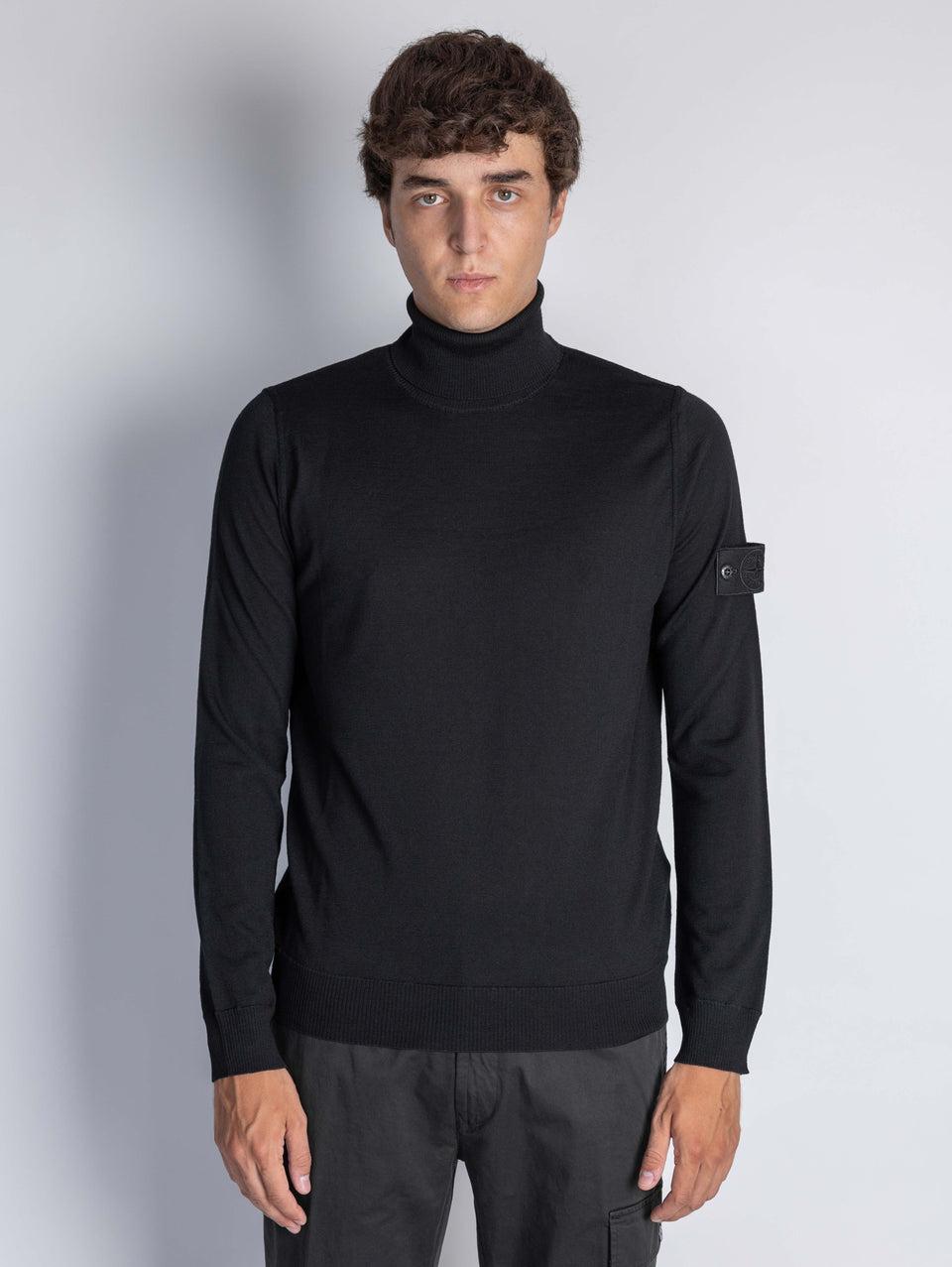 STONE ISLAND Maglia Collo Alto Ghost in Lana Nero