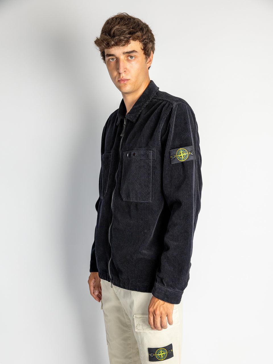 STONE ISLAND Overshirt In Velluto A Coste Blu