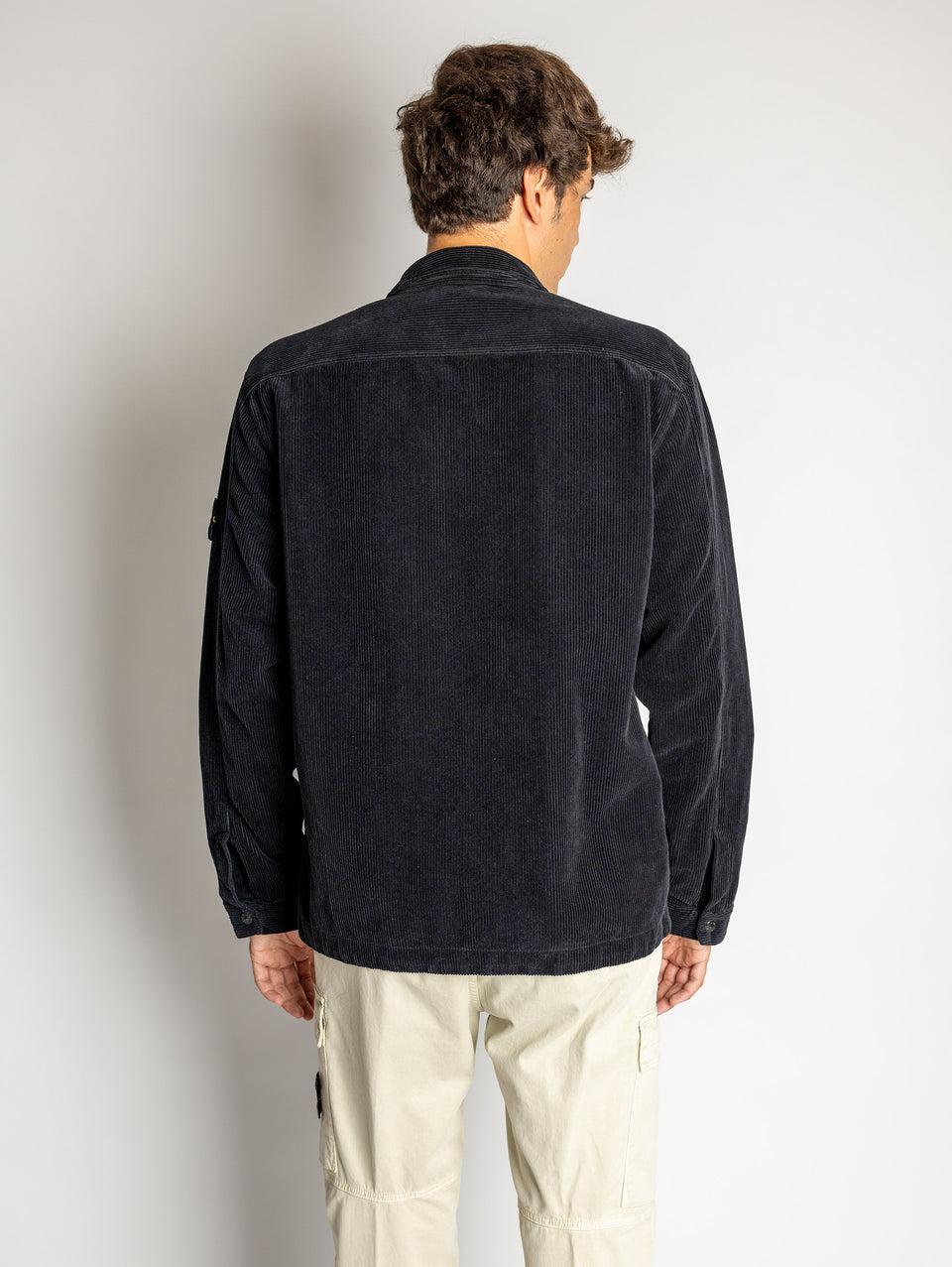 STONE ISLAND Overshirt In Velluto A Coste Blu